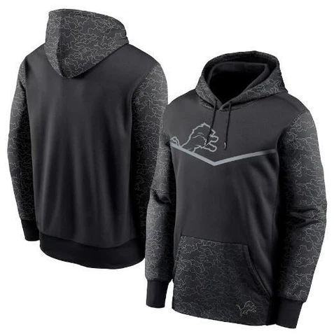Men's Detroit Lions Salute to Service Therma Pullover Hoodie Sweatshirt Jacket Cover