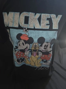Disney Mickey and Friends Retro Black Tee Shirt Top Size Large - Picture 1 of 3