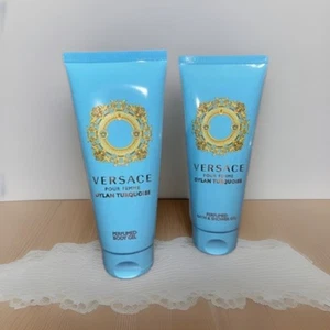 Brand New VERSACE Dylan Turquoise 100ML 3.4 Oz Each -Bath Gel And Body Gel - Picture 1 of 5