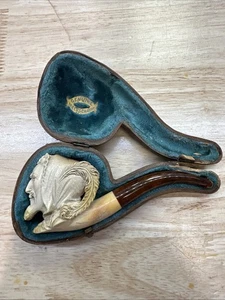 Busto masculino turco de espuma de mar con pipa para fumar tabaco de plumas - Imagen 1 de 8