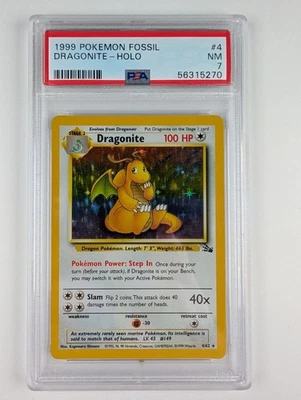 Pokemon Dragonite Fossil Holo PSA 7 - Image 1 of 2