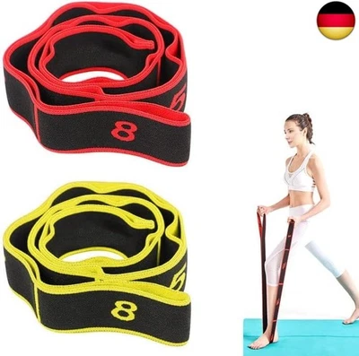 RAIRSKY 2 Stück Fitnessband mit Schlaufen, Gymnastikband Trainingsband Elastic Band
