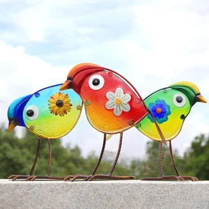 Vogel Gartendeko für draußen, Glas & Metall Garten Kunst Deko Außendeko - Bild 1 von 12
