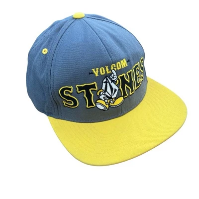 Volcom Stones Silver Logo 2Tone Charcoal Gray Yellow Adjustable Snapback Cap Hat - Image 1 of 4