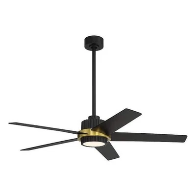 Hailey 52" Matte Black 5CCT LED Light Ceiling Fan Brushed Gold Accent w/ Remote - Image 1 of 4