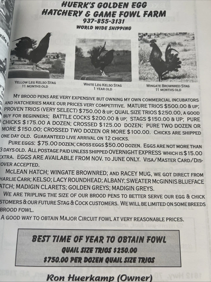 (8) The Hatchery Magazine Devoted to Game Fowl 1999 - Image 1 of 1