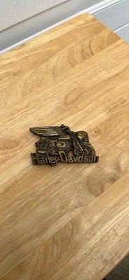 Harley Davidson Brass Belt Buckle Baron Skull Wings Bike Chain Belt - Image 1 of 3