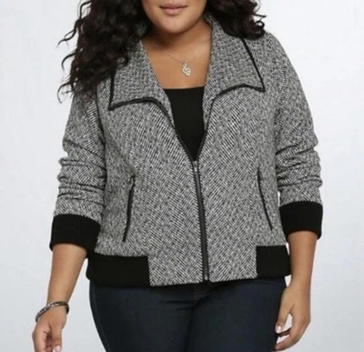 Abrigo tórrido espiga tweed guisante peplum cremallera talla 2 para mujer Foto 1 de 4