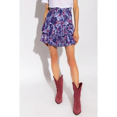Isabel Marant Etoile Naomi Skirt Purple Smocked Tiered Ruffle Sz 34 FR / XS - Image 1 of 4