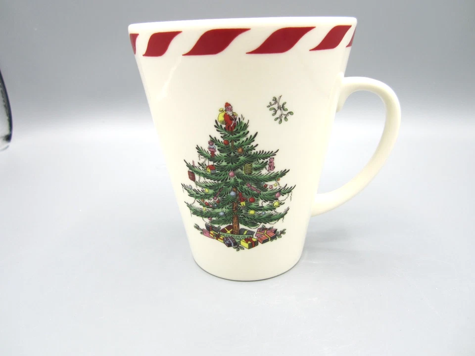 Taza de té de café Spode Christmas Tree, blanco acebo, rojo, verde 14 oz (C5) Foto 1 de 4