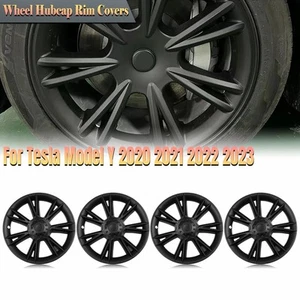 4PCS 19" Matte Black Hub Cap Wheel Cover For Tesla Model Y 2020-2024 Competitive - Picture 1 of 20
