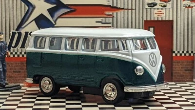 KINSMART 1962 VW VOLKSWAGEN BUS SAMBA [GREEN / WHITE] LOOSE 1:64 SCALE - Image 1 of 4
