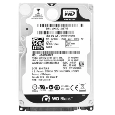 Dell 320gb WD3200BEKT 16mb Cache 7200 RPM Sata II 2.5" Inch 0J1CM4 - Image 1 of 4