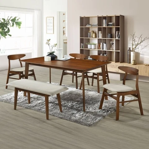 Mid Century Modern Dinning Set (table, Chairs And Bench Included) BRAND NEW Cover