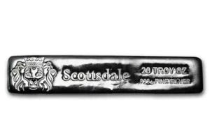 Barra de plata de 20 oz .999 Scottsdale Mint fundición larga - Imagen 1 de 3