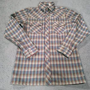 Vintage Montgomery Ward Shirt Mens Medium 70s 80s Long Sleeve Pockets Button Up - Picture 1 of 9