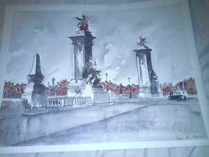 Vintage Abstract Art Litho untitled Paris by Guy de Neyrac 23 x 18" - Picture 1 of 6