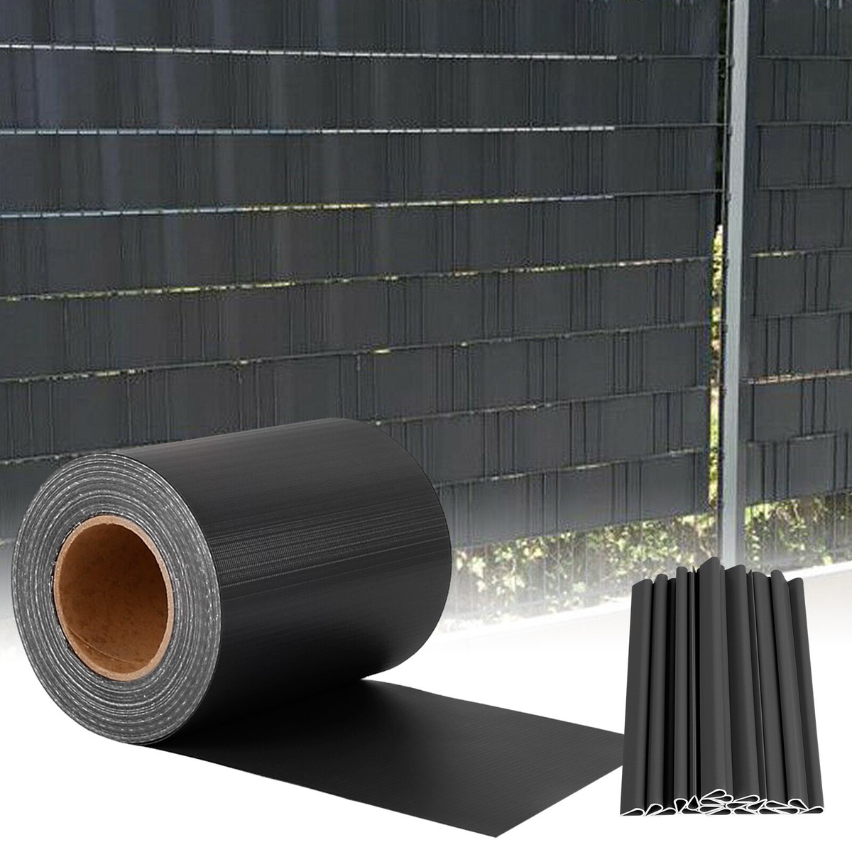 Sichtschutzstreifen Für Stabmattenzaun – Grau Matt, 650 G/qm, 35m X 19 Cm Inkl. Befestigungsclips RAL 7038
