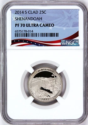2014 S Shenandoah ATB Quarter 25c PF 70 Ultra Cameo US NGC Slabbed Registry Coin - Image 1 of 4