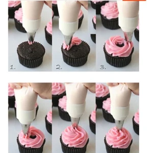 6 Pcs Icing Piping Cream Pastry Silicone Bags Cake Decorating Steel Nozzles Set - Picture 1 of 6
