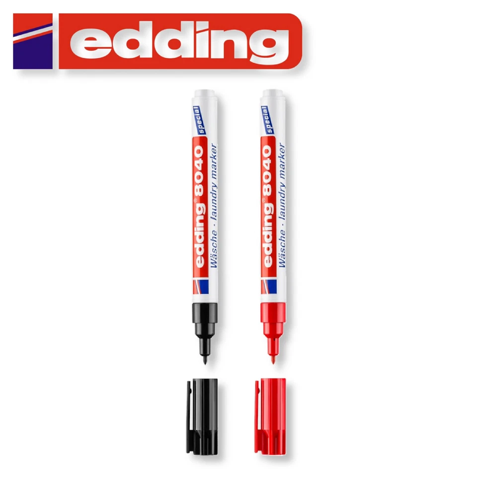 Edding 8040 Wäschemarker marker Stift wasserfest rot schwarz - Bild 1 von 1