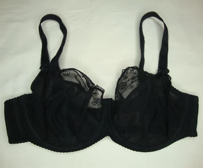 Sujetador de balcón de malla transparente con curvas Kate Florence 38E negro CK8001 UW lencería sexy Foto 1 de 4