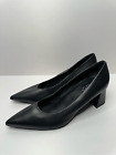 AGL Pumps Womens Size 9.5US Black Leather Pointed Toe Block Heel Office Shoes