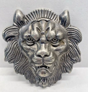 Silvertone Lion Head Belt Buckle - Picture 1 of 4