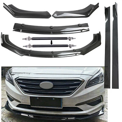 Front Bumper Lip Spoiler Splitter Carbon Fiber Side Skirt For Hyundai Sonata - Image 1 of 4
