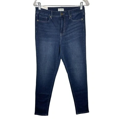 Jeans Jessica Simpson ajustados al tobillo elásticos tiro alto 5 bolsillos talla 6 azul Foto 1 de 4