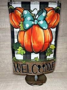 Disney Minnie Mouse Calabaza Bienvenida Otoño Otoño Jardín Patio Bandera Nueva Sin Etiquetas 12x17.5” - Imagen 1 de 2
