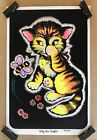 Vintage Original 1973 Kitty Bee Careful Pinup 1970S Velvet Blacklight Poster Cat