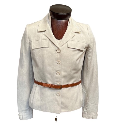 OFF WHITE Classiques Giacca Intera Miscela Lino Con Cintura Media