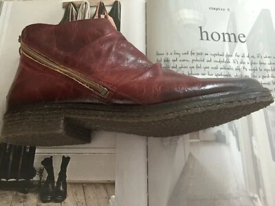 FELMINI OXBLOOD "Vega Carmin" SIDE ZIP LEATHER BOOTIES are NEW w BOX!! SIZE 40 - Image 1 of 4