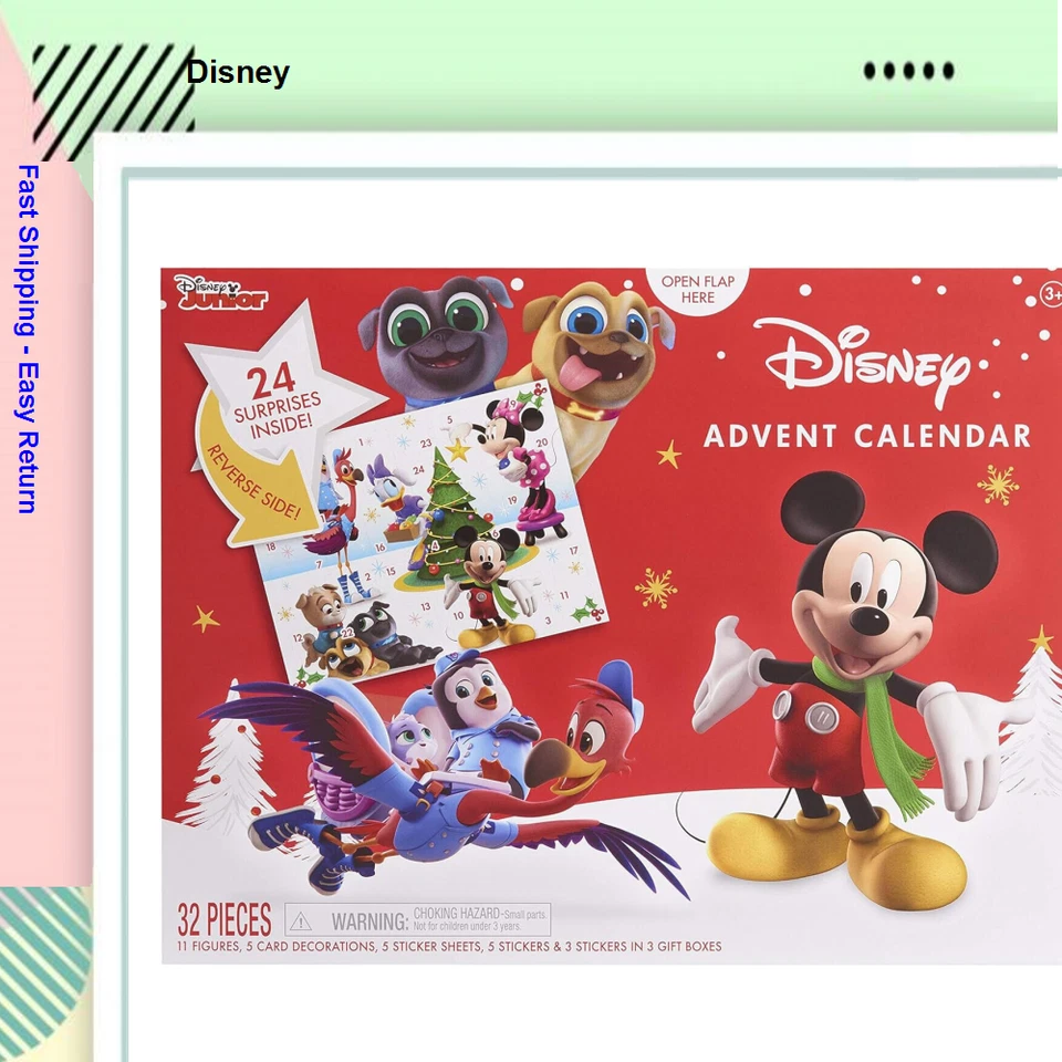 Disney Junior Christmas Advent Calendar 32 pcs Figures Stickers Ages 3