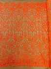 Damask Fancy Pattern Fabric Orange Holograph on Nude 4 Way Stretch Sequins Yard