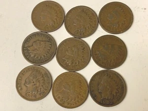 9 Indian Head Pennies US Münzen 1902 LOT 4 - Bild 1 von 2