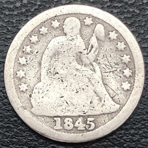 1845 Seated Liberty Dime 10c Circulated #32665 Cover