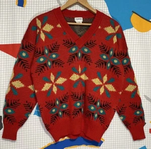 Vintage 70s Esprit Sweater Geometric Small Wool Blend Hippie Indie Art 80s - Picture 1 of 5
