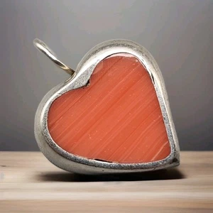 Vtg Sterling Spiny Oyster Heart Bracelet Charm Inlay Silver 925 Mexico ATI - Picture 1 of 8