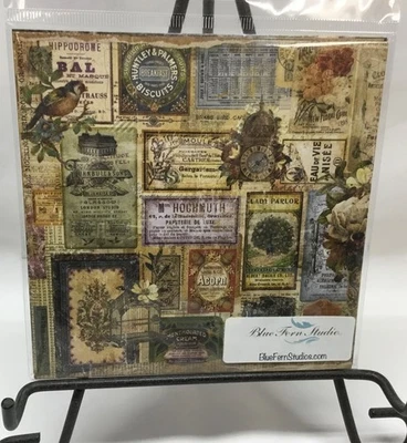 NEW Blue Fern Studios 6" X 6" Papers (8) Double-Sided Floral/Birds/Baroque - Image 1 of 4