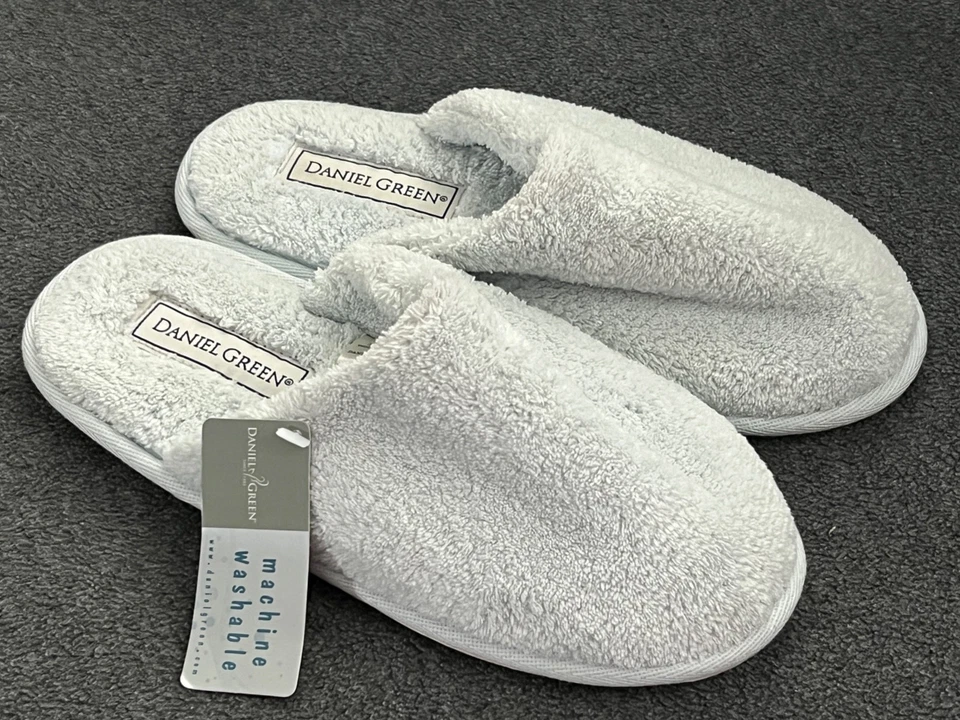 Zapatillas de felpa DANIEL GREEN zapatos de casa diapositivas para mujer 6 W Lt suela de goma azul Foto 1 de 4