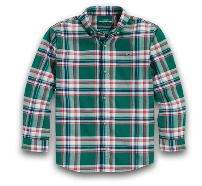 New Vineyard Vines Boys Flannel Plaid Shirt Youth LARGE $59.50 - Image 1 of 2