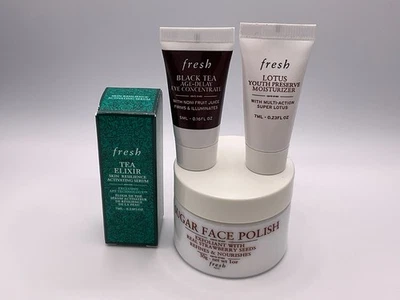 Bundle: Fresh Sugar Face Polish Exfoliator 1 oz Tea Elixer Black Tea Serum Lotus - Image 1 of 4
