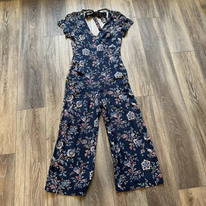 Abercrombie & Fitch Women’s Romper W/ Pockets Side Zipper Back Tie Preppy Blue S - Picture 1 of 14