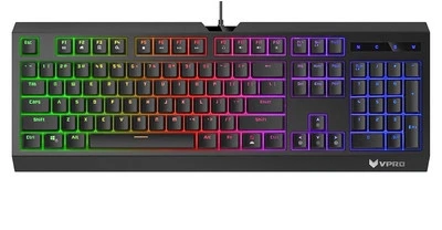 Rapoo V52s Wired USB BACKLIT Qwerty English Black Membrane Gaming Keyboard - Image 1 of 4