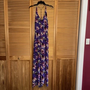 Fate Womens Dress Medium Purple Maxi Floral Racer Strap Fairy Wedding Guest - Picture 1 of 6