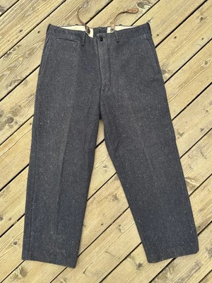 True Vintage 40s 50s Charcoal Wool Trousers 36x28 - Image 1 of 4