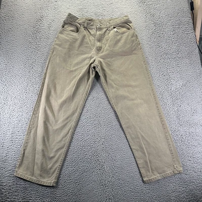 Jeans masculino Savane 34x30 bege denim algodão reto folgado ajuste regular roupa de trabalho - Imagem 1 de 4