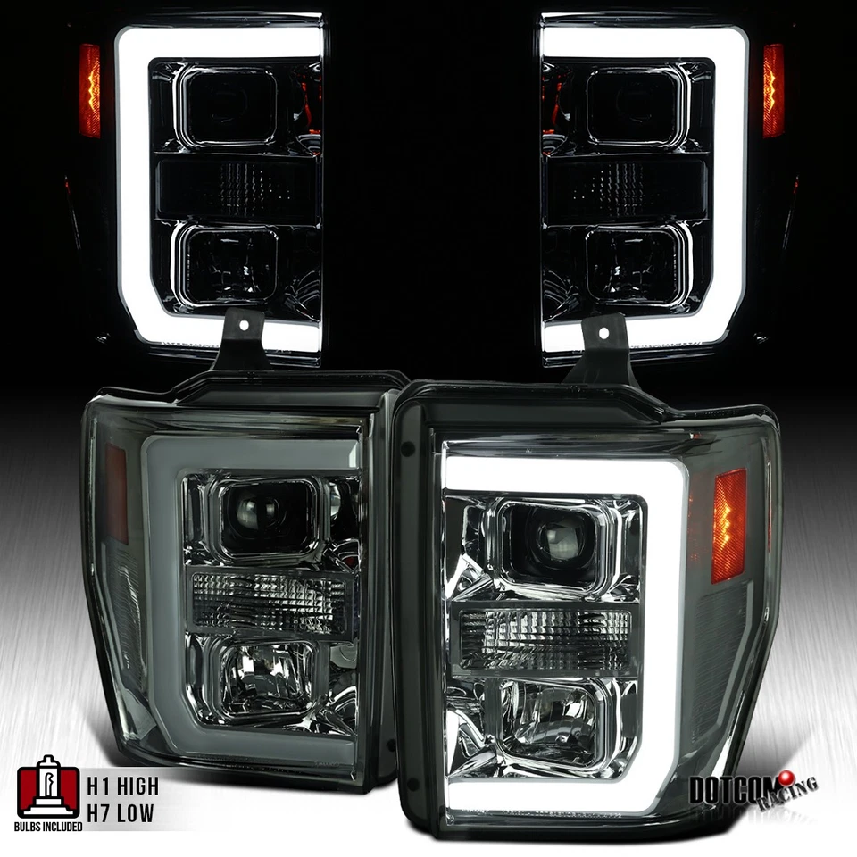 Fit 2008-2010 Ford F250 F350 F450 Super duty Smoke LED Bar Projector Headlights - Image 1 of 4